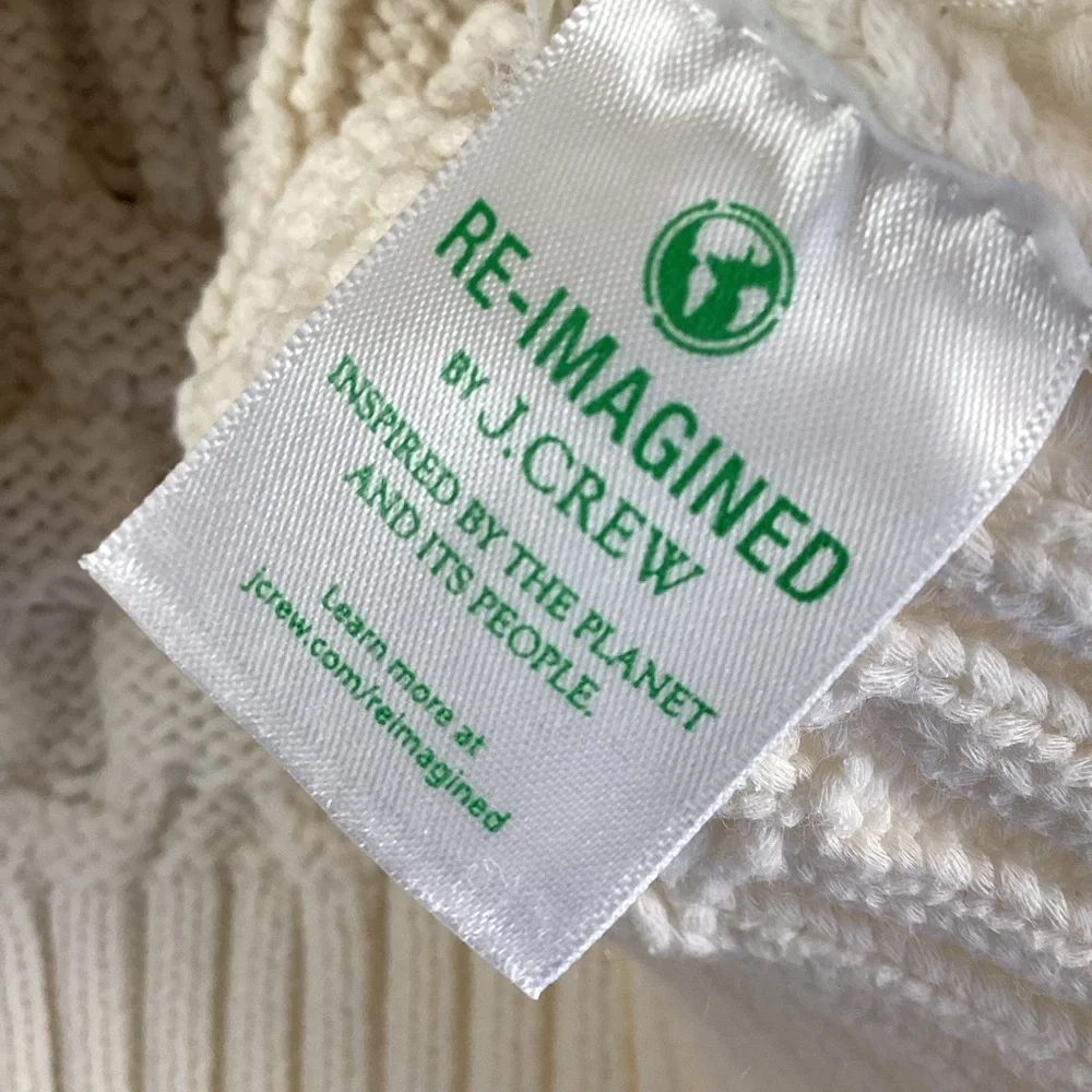 J. Crew Cream Cable Knit Sweater fisherman Cotton crew neck